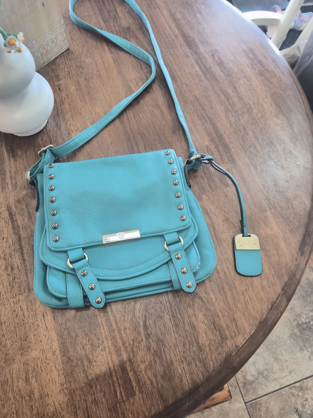 Jessica Simpson Turquoise Studded Crossbody Bag